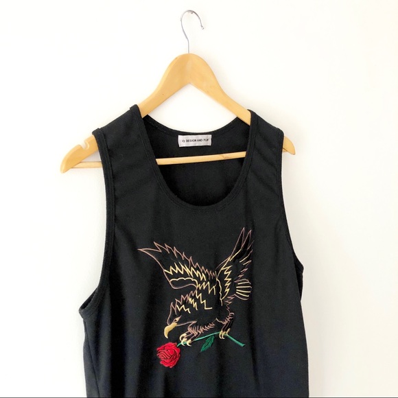Embroidered Eagle and Rose Tank Top - Picture 4 of 5